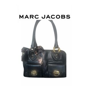 Marc Jacobs Black Leather Bag with Gold Accents